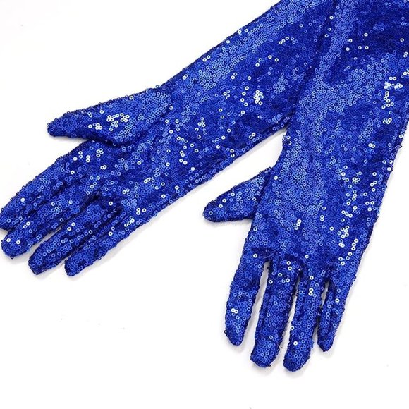 The Kaylonn Blue Sequin Opera Glove - Picture 2 of 5